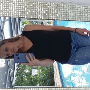 Black sleeveless top